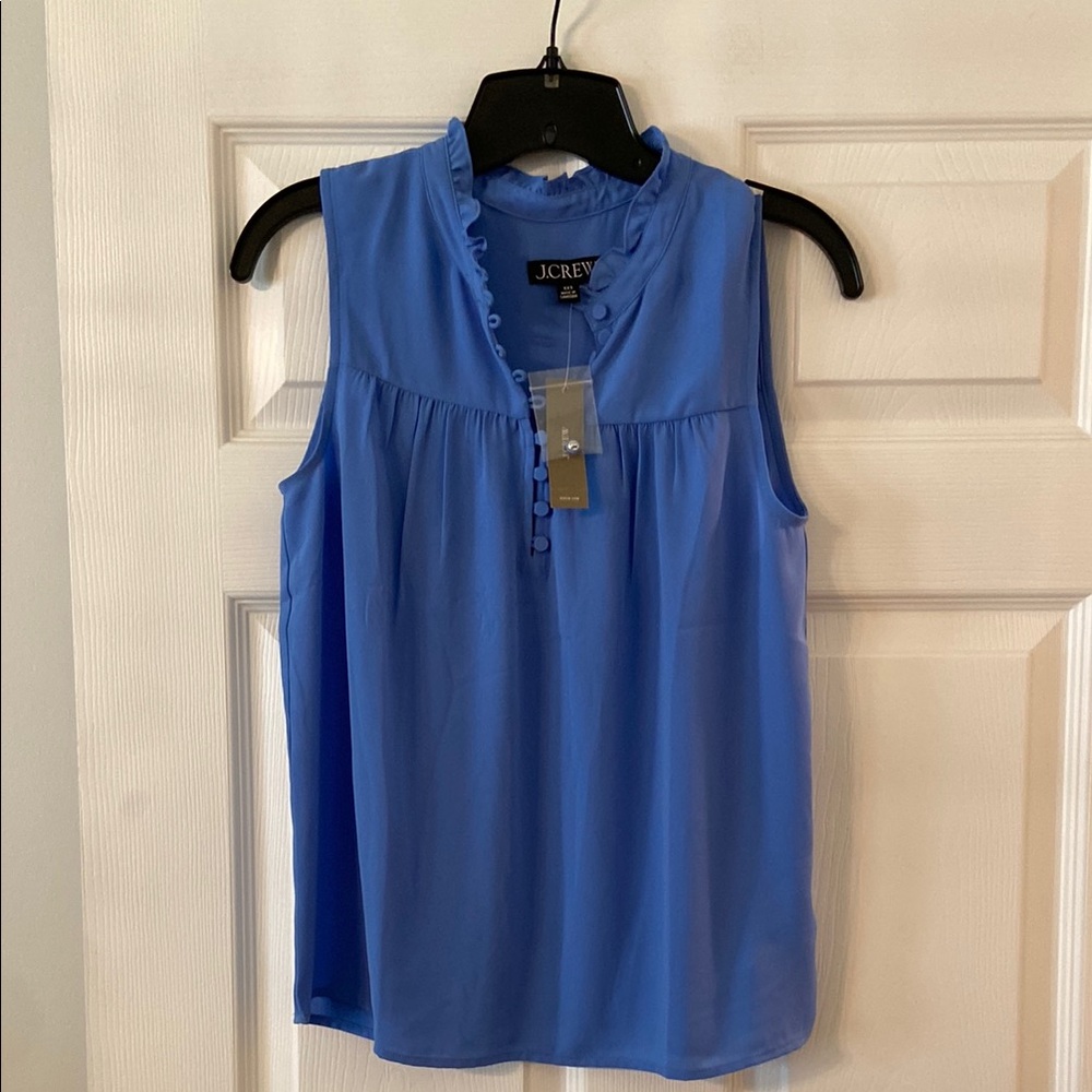 J. Crew LILIAC  Sleeveless Ruffled Blouse size XXS length 24” bust 32” brand new